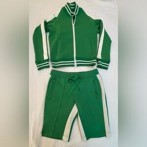 HALFHEART Unique Kelly Green Athletic Jacket with Shoulder Split & Shorts Size S
